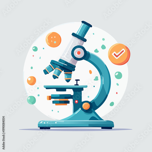 Microscope illustration for science and research in education.