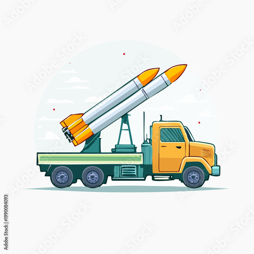 Military Truck Carrying Rockets.