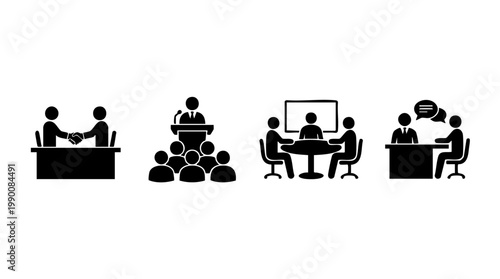People interacting in meetings and presentations Vector 