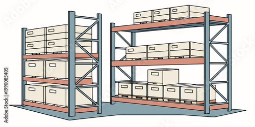 Industrial warehouse storage racks filled with cardboard boxes warehouse industrial shipping logistics shelving inventory cardboard delivery distribution facility