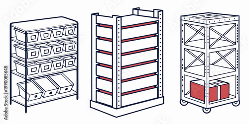 Mobile industrial shelving units and storage racks with plastic bins and cartons shelving industrial warehouse organization inventory logistics supplies containers