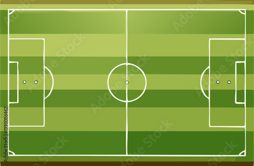 A vector graphic illustration of a soccer field on transparent background