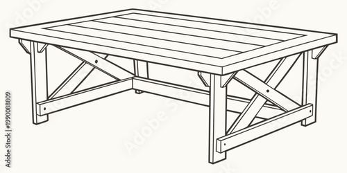 Wooden farmhouse coffee table with x-frame base furniture farmhouse interior livingroom tabletop carpentry construction minimalist structure furnishings platform