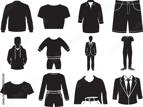Collection of vector silhouette attire cloting fashon 