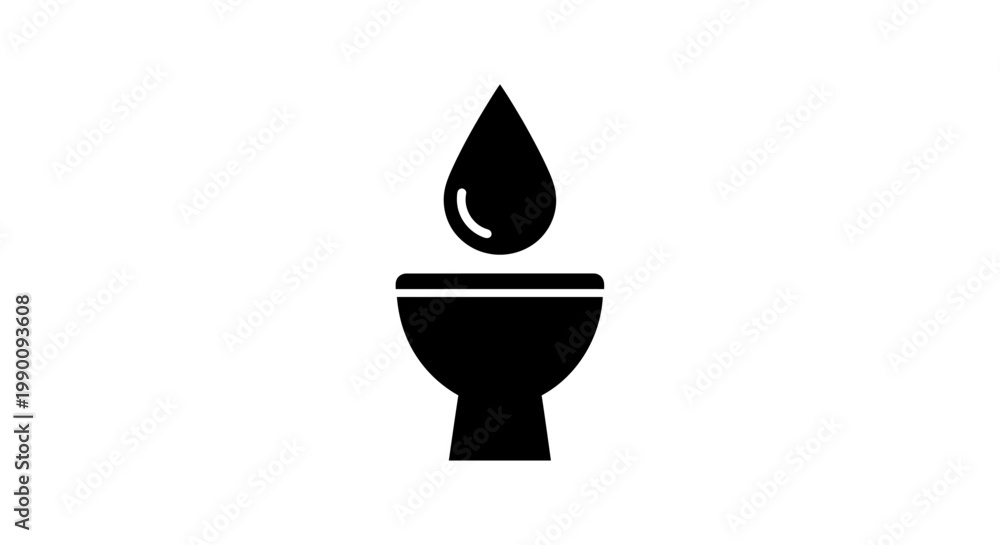 Fototapeta premium Minimalist Black Water Drop and Bowl Icon on White
