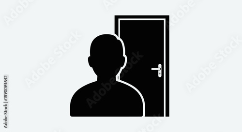 Foto Silhouetted Figure Standing in Front of Closed Door