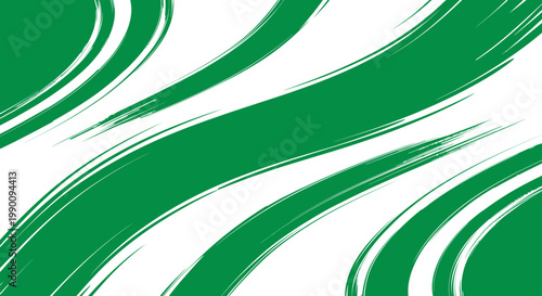 Green brush strokes swirl wildly across a white canvas creating abstract