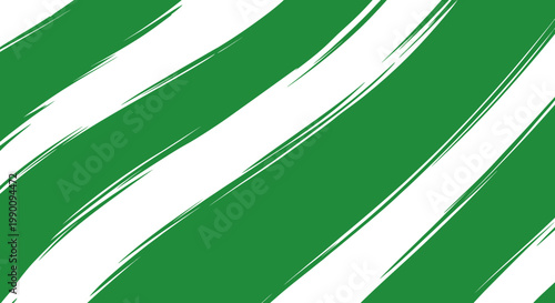 Green and white abstract composition with diagonal stripes pattern
