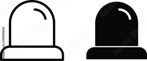 Emergency siren flasher icons, police strobe light vector set, black and white warning beacon symbols for security and safety alerts