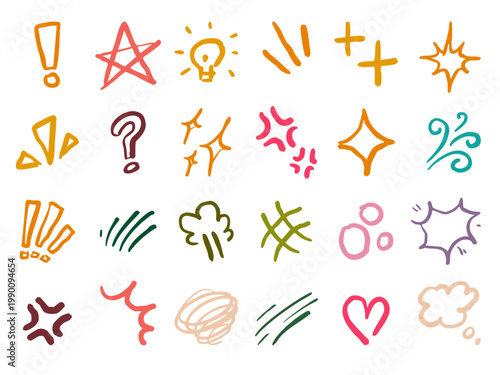 Hand Drawn Doodle Symbols Set Abstract Shapes Scribble Decorative Elements Collection