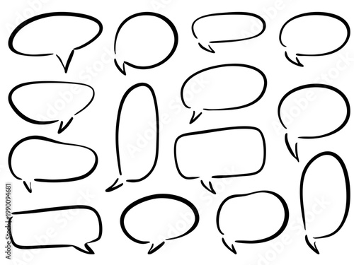 Speech Bubble Set Hand Drawn Simple Comic Talk Bubble Outline Illustration Collection