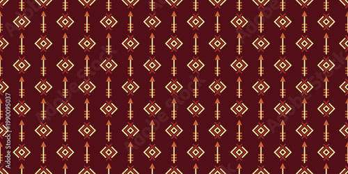 Geometric Seamless Pattern Arrow and Ornament with Tribal Style for Decorative Wallpaper