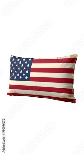 Distressed American Flag Pillow Isolated On White Transparent Background