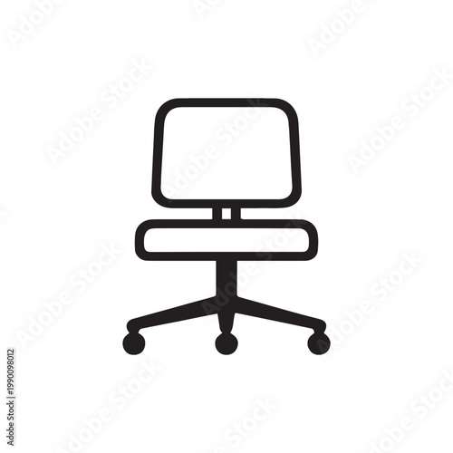 Minimalist Office Chair Icon with Wheels