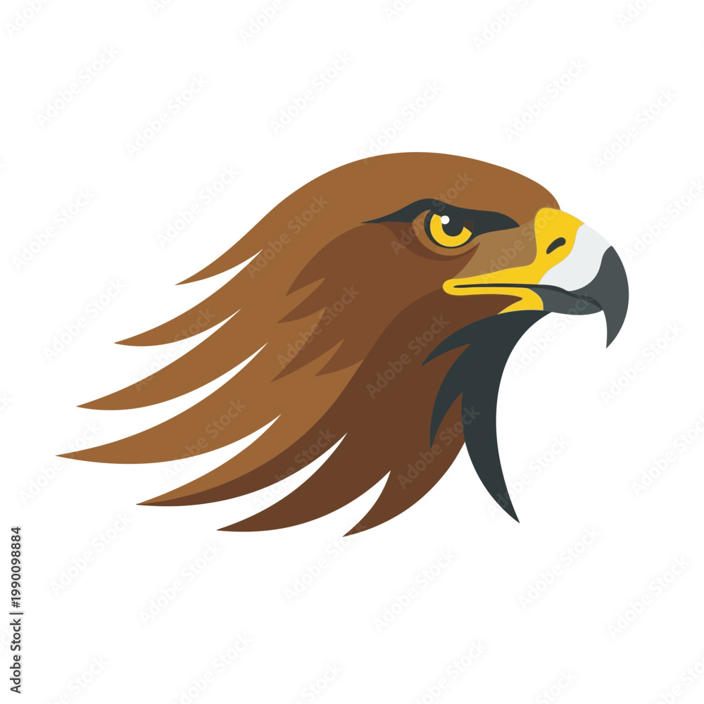 Fototapeta premium Close up illustration of eagle head in motion with feathers