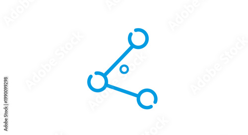 Abstract blue molecular structure on white background.