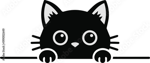 Cat peeking over book page character