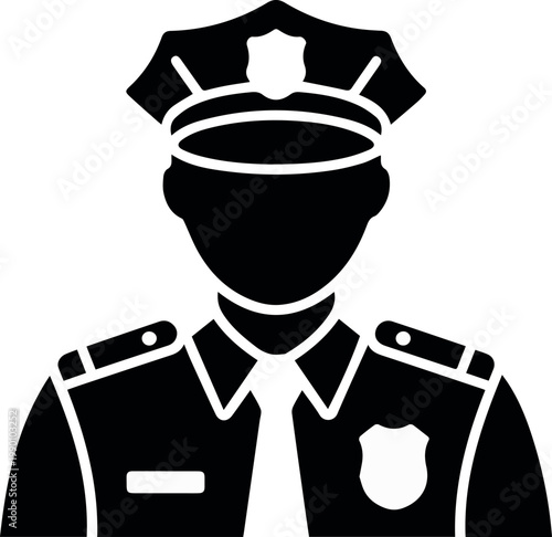 police officer icon with peaked cap