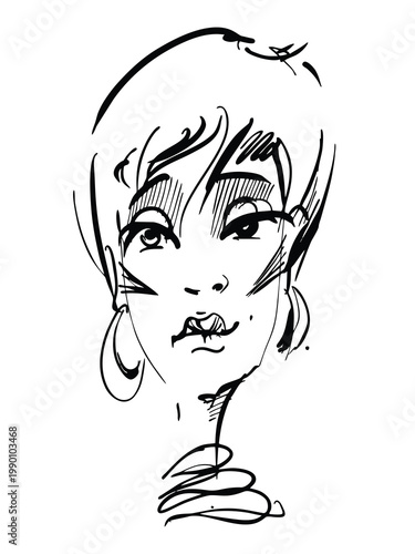 Beautiful woman. Portrait of a girl. Sketch of the head