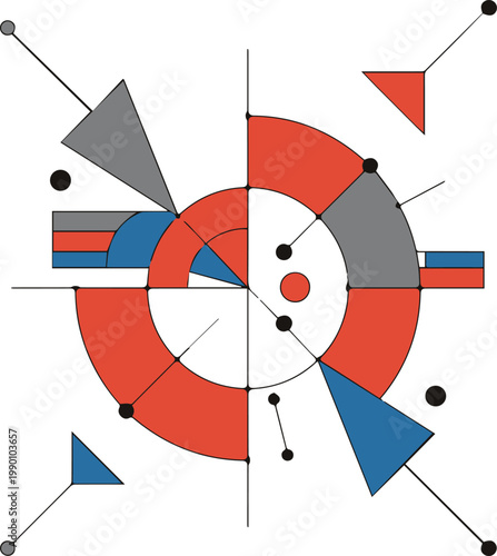 Repeat pattern of circles and triangles for textile
