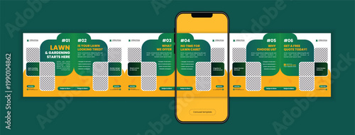 Professional Lawn Care Social Media Carousel Template