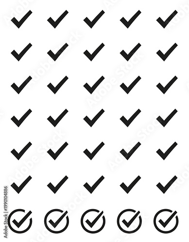 A grid of checkmarks and some checked circles