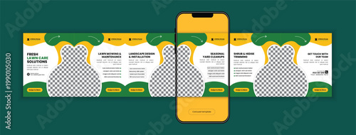 Garden, Lawn Care, and Landscaping Business Services Social Media Carousel Post Template 