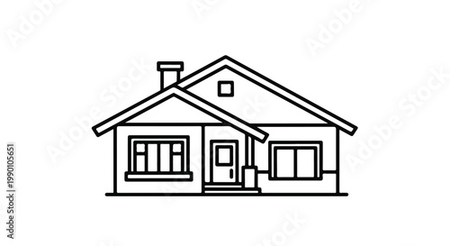 Small suburban house with chimney chimney