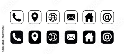 Contact icons set phone mobile call telephone symbol and business card icons vector illustration for communication and corporate interface design
