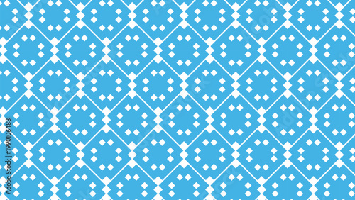 Blue and White Seamless Geometric Diamond Lattice Pattern Background