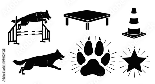 Dog Silhouette Obstacle Course Training.