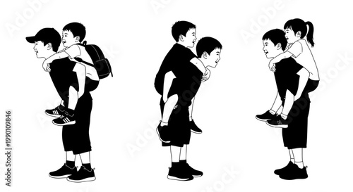 People doing piggyback ride variations.