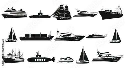 Collection of various boat types.