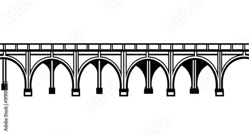 Architectural drawing of a stone arch bridge.