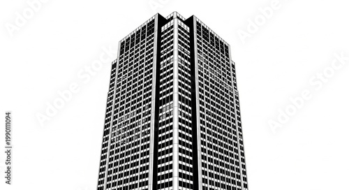 Modern skyscraper building facade with many windows.