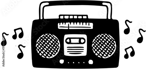 retro radio cassette player vector