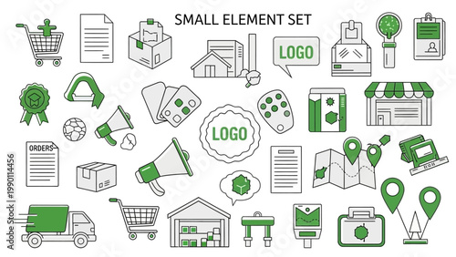 Collection of Small Business and Logistics Icons.