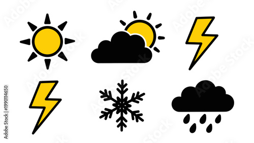 Collection of Weather Icons Representing Different Climate Conditions.