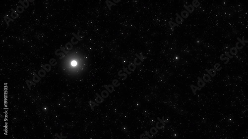 Deep space starfield background with bright glowing star and scattered distant stars, subtle motion and atmospheric cosmic scene for minimal futuristic visual design