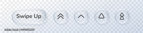 Web application swipe up arrow button glass icon ui text. This symbol next circle interface features scroll left right vector with slide down triangle sign for minimal page sticker set