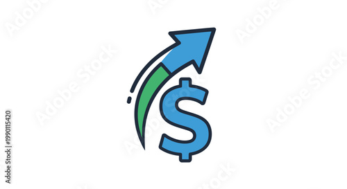 Dollar sign with upward arrow graphic symbolizing financial growth and success