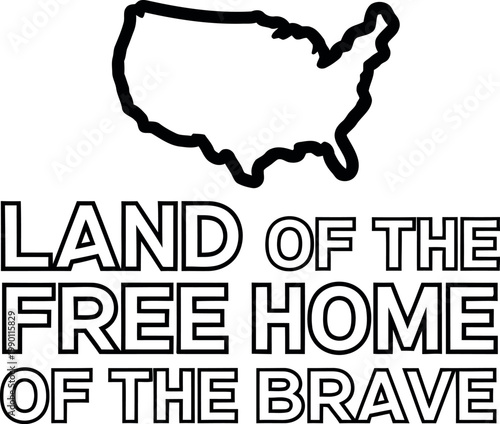 Patriotic american symbolism a black and white illustration of the united states with a bold text declaration