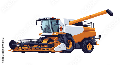 Modern combine harvester machine for professional agricultural harvesting tasks isolated on a plain white background for farm use.