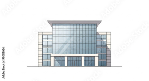 Modern Glass Office Building Facade with Clean Lines.