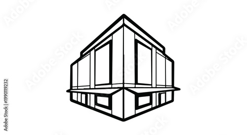 Corner view of modern glass building