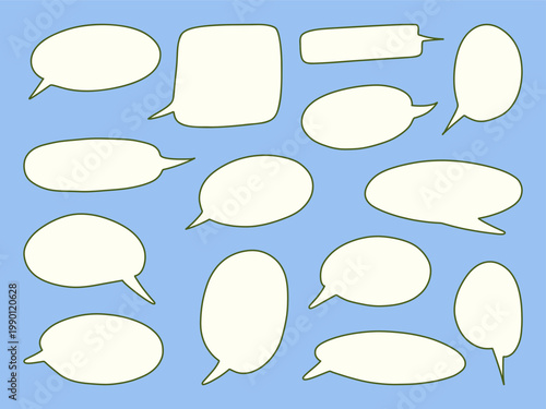 Speech Bubble Set Hand Drawn Chat Dialog Box Collection Comic Message Vector