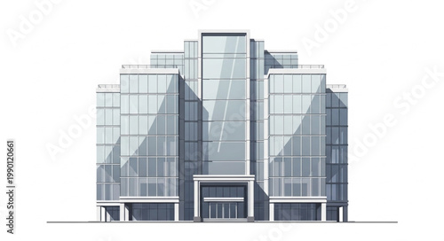 Modern Glass Office Building Facade Architectural Design.