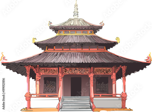 Flat Design Illustration Of Spiritual Architecture Supporting Cultural Learning
