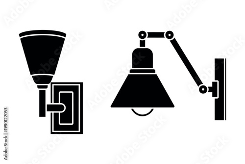 Wall lamp sconce silhouettes modern adjustable lighting fixtures vector illustration set for interior design home decor and architectural concepts