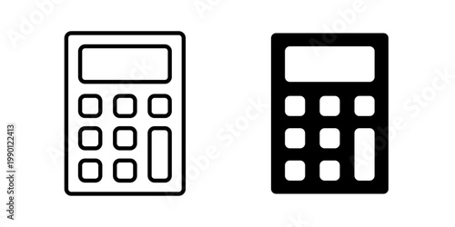 Calculator icon in solid fill style, displayed in black on white background. Ideal for calculations, finance, accounting, and utility tools in user interfaces.